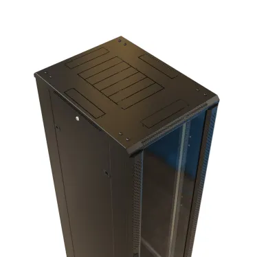 Шкаф напольный 19-дюймовый 47U 2277x600х600 мм ВхШхГ перед. стекл дверь с перфорированными бок. зад. дверь сплошная черный