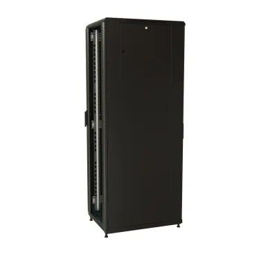 Шкаф напольный 19-дюймовый 47U 2277x600х600 мм ВхШхГ перед. стекл дверь с перфорированными бок. зад. дверь сплошная черный