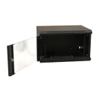 Шкаф настенный 19-дюймовый 19'' 9U 500x600х600мм стеклянная дверь с перфорацией ручка с замком черный RAL 9004 WRline''