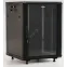 Шкаф настенный 19-дюймовый 27U 1304x600х600мм стеклянная дверь с перфорацией по бокам ручка с замком с возможностью установки на ножки цвет черный (RAL 9004) (разобранный)