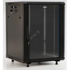 Шкаф настенный 19-дюймовый 27U 1304x600х600мм стеклянная дверь с перфорацией по бокам ручка с замком с возможностью установки на ножки цвет черный (RAL 9004) (разобранный)
