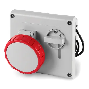 Розетка скрытой установки IP67 16А 3P+E+N 400В с механической блокировкой и верхним расположением разъема