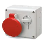 Розетка наружной установки IP44 16А 3P+E+N 400В с механической блокировкой и верхним расположением разъема