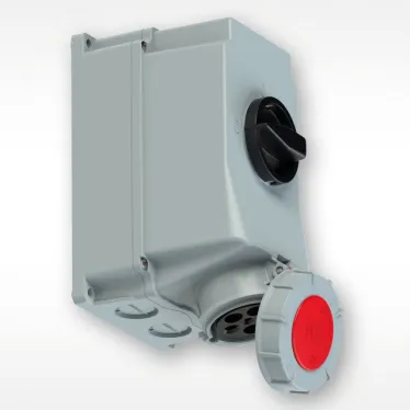 Розетка настенная 63А/400V/3P+E/IP67, с выключателем и блокировкой