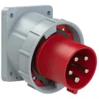 Вилка встраиваемая наклонная 63A/400V/3P+N+E/IP67, фланец 100x112