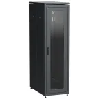 Шкаф напольный сетевой 19'' LINEA N 38U 800х1000мм стеклянная передняя дверь. задняя перфорированная черный