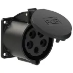                  Розетка встраиваемая 32А/400V/3P+N+E/IP44, черная, фланец 70x70
               