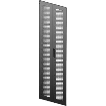 Дверь перфорированная двустворчатая для шкафа LINEA N 18U 600мм черная