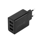                  Устройство сетевое зарядное-переходник 3xUSB адаптер, 30W черное,
               