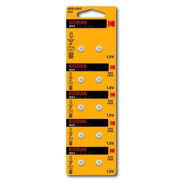 Батарейка Kodak AG8 (391) LR1120, LR55 [KAG8-10] MAX Button Cell (100/1000/98000)