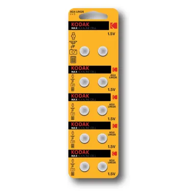 Батарейка Kodak AG4 (377) LR626, LR66 [KAG4-10] MAX Button Cell (100/1000/98000)