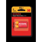 Батарейка Kodak 6F22-1BL SUPER HEAVY DUTY Zinc [K9VHZ-1B] (10/50/9900)