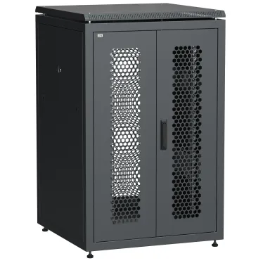 Шкаф сетевой 19' LINEA N 24U 800х800мм двустворчатая перфорированная дверь задняя перфорированная черный