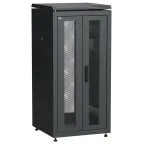 Шкаф напольный сетевой 19' LINEA N 24U 600х600мм передняя распашная перфорированная дверь задняя перфорированная черный