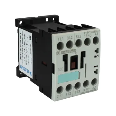 Контактор электромагнитный 3RT1015-1AR01, 3-пол., 7А, AC-3, 3кВт/400V, 1НО, 415V АС, 50/60Гц, типоразмер S00, винтовые клеммы, IP20
