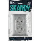 SKANDY Розетка 2-местная без заземления без защитных шторок 10А в сборе SK-R10S серебряный IEK