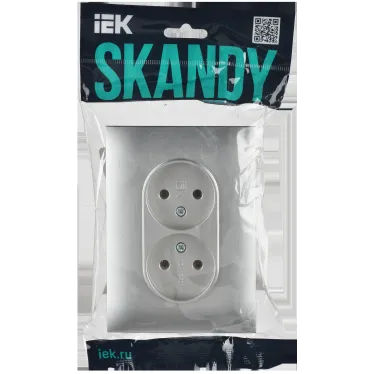 SKANDY Розетка 2-местная без заземления без защитных шторок 10А в сборе SK-R10S серебряный IEK