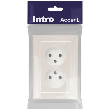 Розетка Intro Accent 6-204-06 2х2P, 16А-250В, IP20, СУ, AL/CU, перламутр