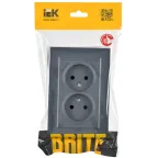 BRITE Розетка 2-местная без заземления без защитных шторок 10А в сборе РС12-2-БрМ маренго IEK