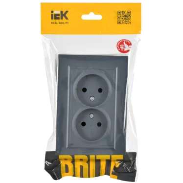 BRITE Розетка 2-местная без заземления без защитных шторок 10А в сборе РС12-2-БрМ маренго IEK