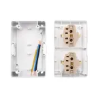 Блок горизонтальный 2 розетки (керамика) INDUSTRIAL IP54 с заземлением, о/у, белый