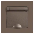 Розетка Intro Accent 6-203-08 2P+E Schuko с крышкой, 16А-250В, IP20, СУ, AL/CU, Accent, бронза