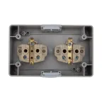 Блок горизонтальный 2 розетки (керамика) INDUSTRIAL IP54 с заземлением, о/у, серый