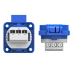 Розетка встраиваемая 16А/250V/2P+E/IP54 50x50 подкл. сзади синяя
