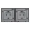 Розетка Эксперт 11-2504-01 2х2P+E гориз. IP55, шторки, 16A-250В, ОУ, белый