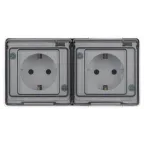 Розетка Эксперт 11-2504-01 2х2P+E гориз. IP55, шторки, 16A-250В, ОУ, белый