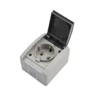 Розетка одноместная (керамика) INDUSTRIAL IP54 с заземлением, о/у, серая