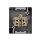 Розетка одноместная (керамика) INDUSTRIAL IP54 с заземлением, о/у, серая