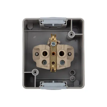 Розетка одноместная (керамика) INDUSTRIAL IP54 с заземлением, о/у, серая