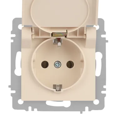 Розетка Intro Accent 6-203-02 2P+E Schuko с крышкой, 16А-250В, IP20, СУ, сл.кость