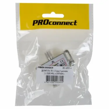 Делитель ТВ х 2 под F разъём 5-2500 МГц СПУТНИК PROCONNECT