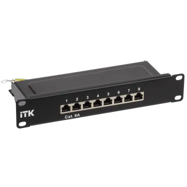 Патч-панель 1U кат.6A STP 8 портов 10дюйм Dual IDC
