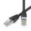 Патч-корд экранированный SLIM CAT6A S/FTP 4х2, 28 AWG, LSZH, чёрный, 1м