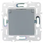 SKANDY Розетка 1-местная с заземлением с защитными шторками и крышкой 16А IP44 SK-R11Gr серый IEK