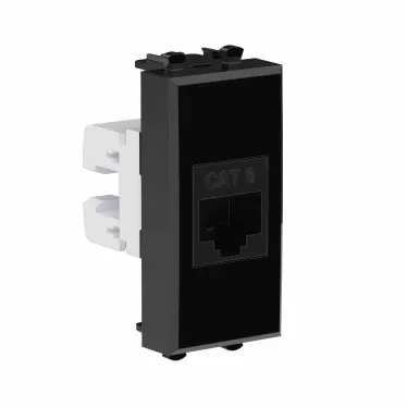Avanti Компьютерная розетка RJ-45 без шторки модульная, кат.6, Черный квадрат, 1 модуль