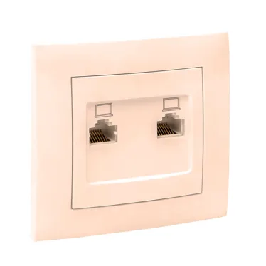 Валенсия розетка компьютерная RJ-45 2-местная кремовая