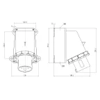 Вилка настенная IP67 63А 2P+E 250В