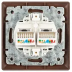 Розетка информационная 2xRJ45, СУ, Solo, антрацит 4-304-05 Intro