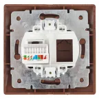 Розетка информационная RJ45, СУ, Plano, венге, 1-303-10