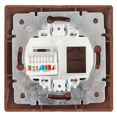 Розетка информационная RJ45, СУ, Plano, венге, 1-303-10