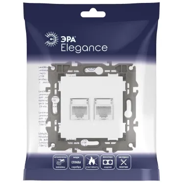 Розетка 2хRJ45, Эра Elegance, белый, 14-3108-01