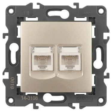 Розетка 2хRJ45, Эра Elegance, шампань, 14-3108-04