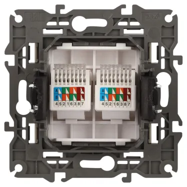 Розетка 2хRJ45, Эра Elegance, шампань, 14-3108-04