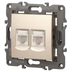 Розетка 2хRJ45, Эра Elegance, шампань, 14-3108-04