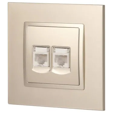 Розетка 2хRJ45, Эра Elegance, шампань, 14-3108-04