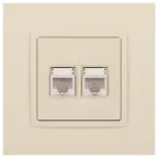 Розетка 2хRJ45, Эра Elegance, сл.кость, 14-3108-02